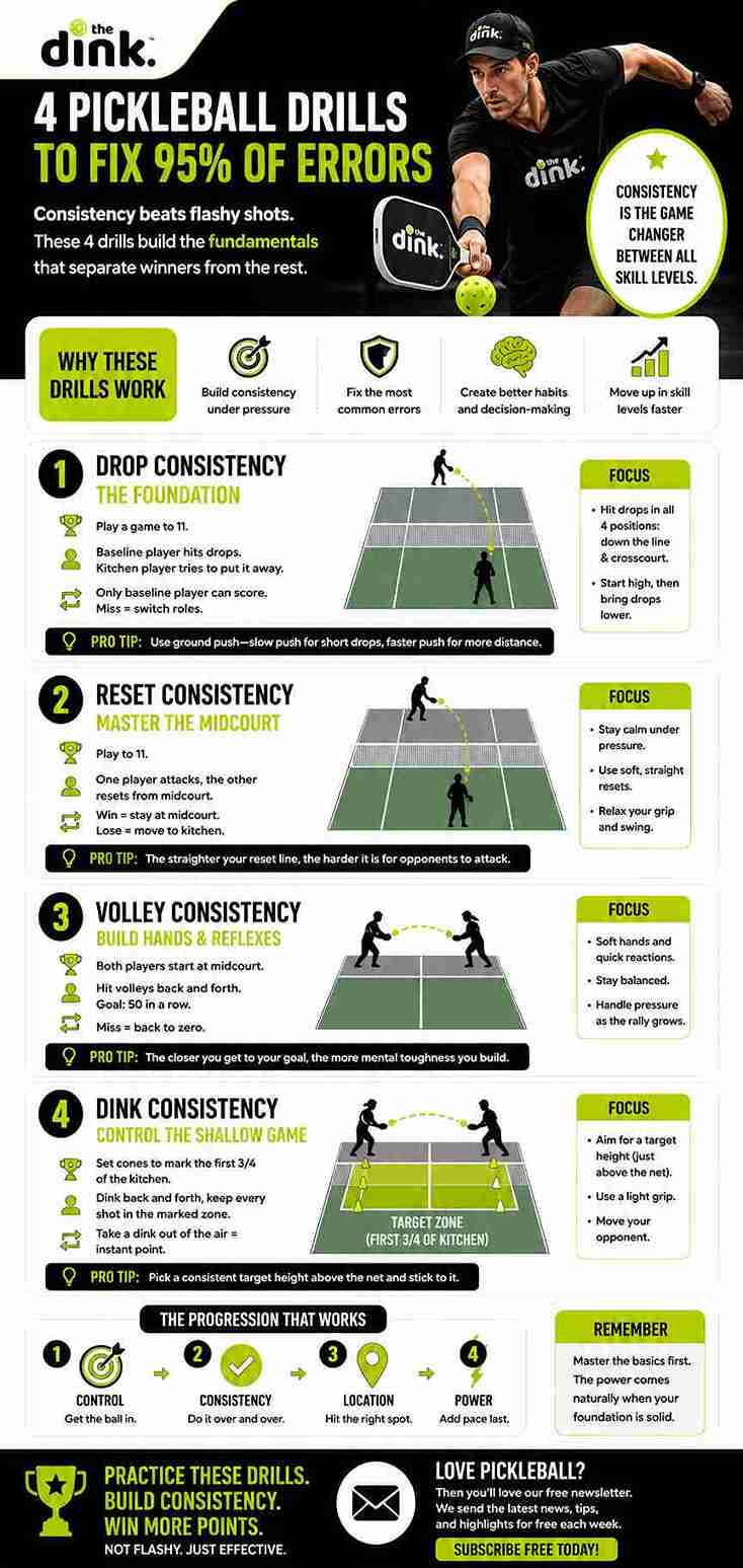 4 Essential Drills That Eliminate 95% of Pickleball Errors