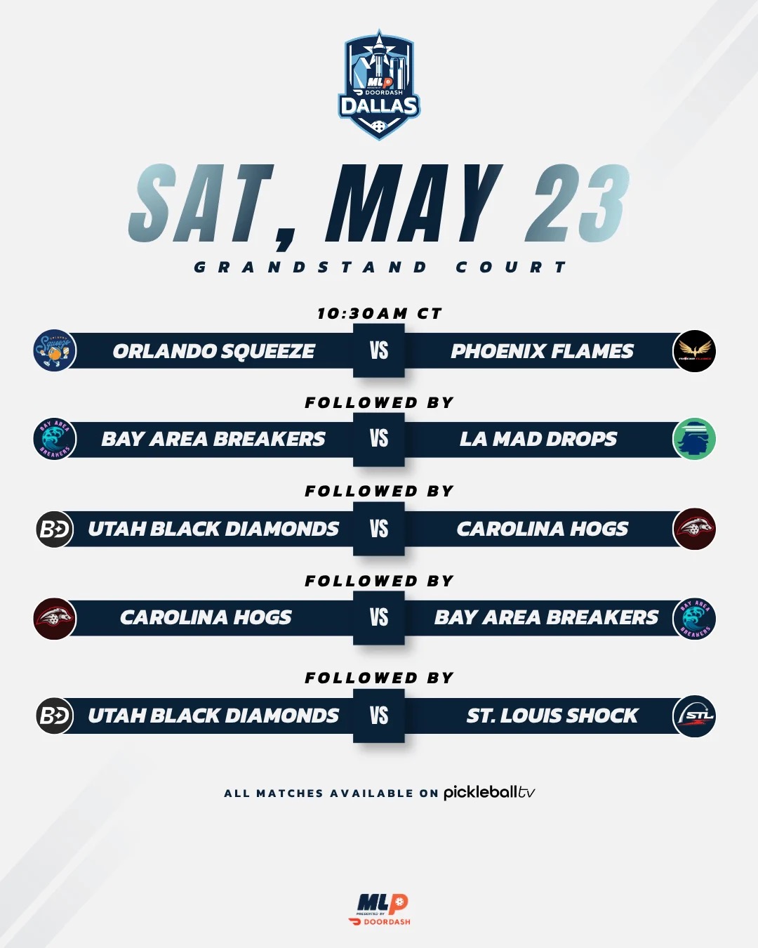 MLP Dallas 2026 Order of Play: Championship Action Begins Friday