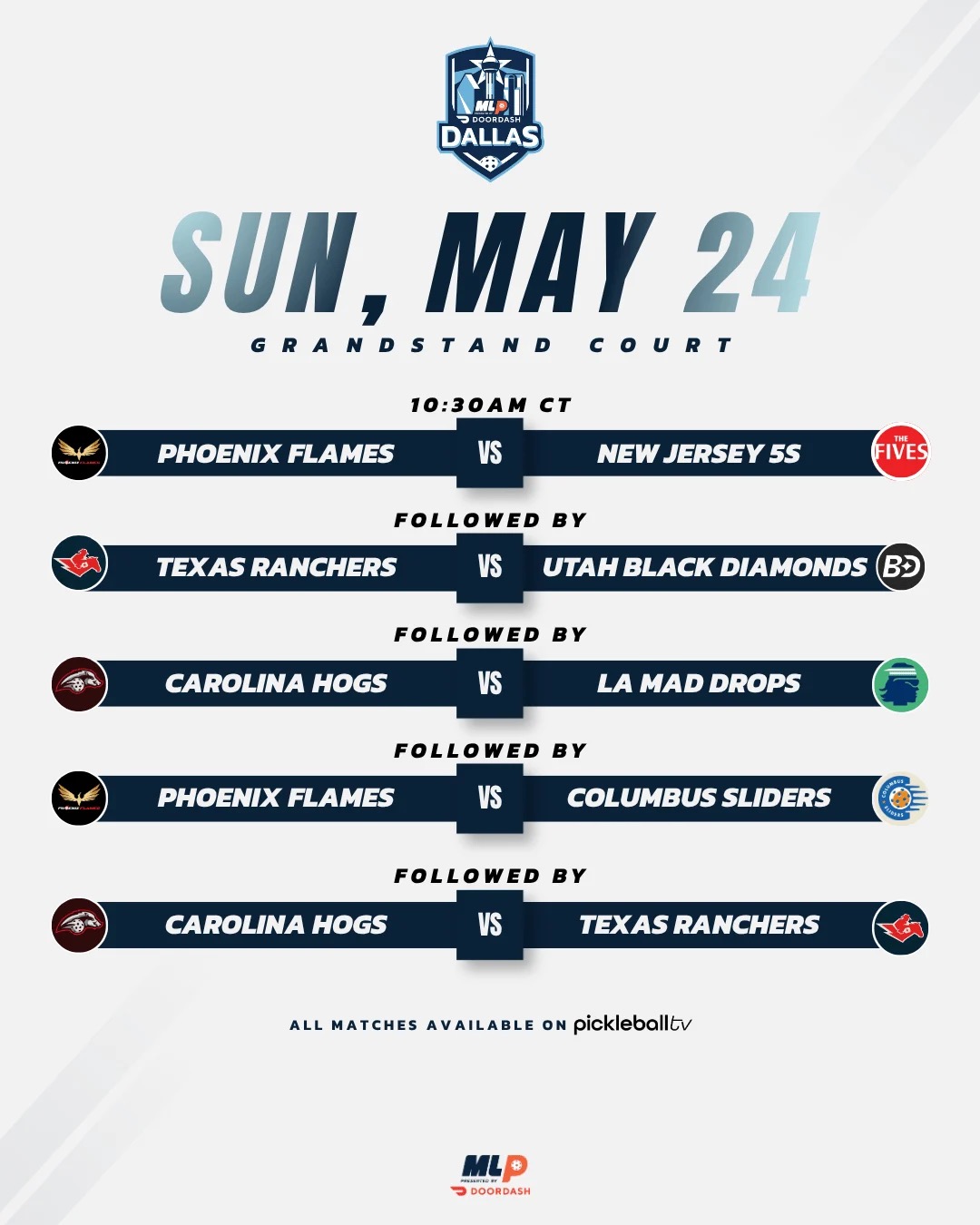 MLP Dallas 2026 Order of Play: Championship Action Begins Friday
