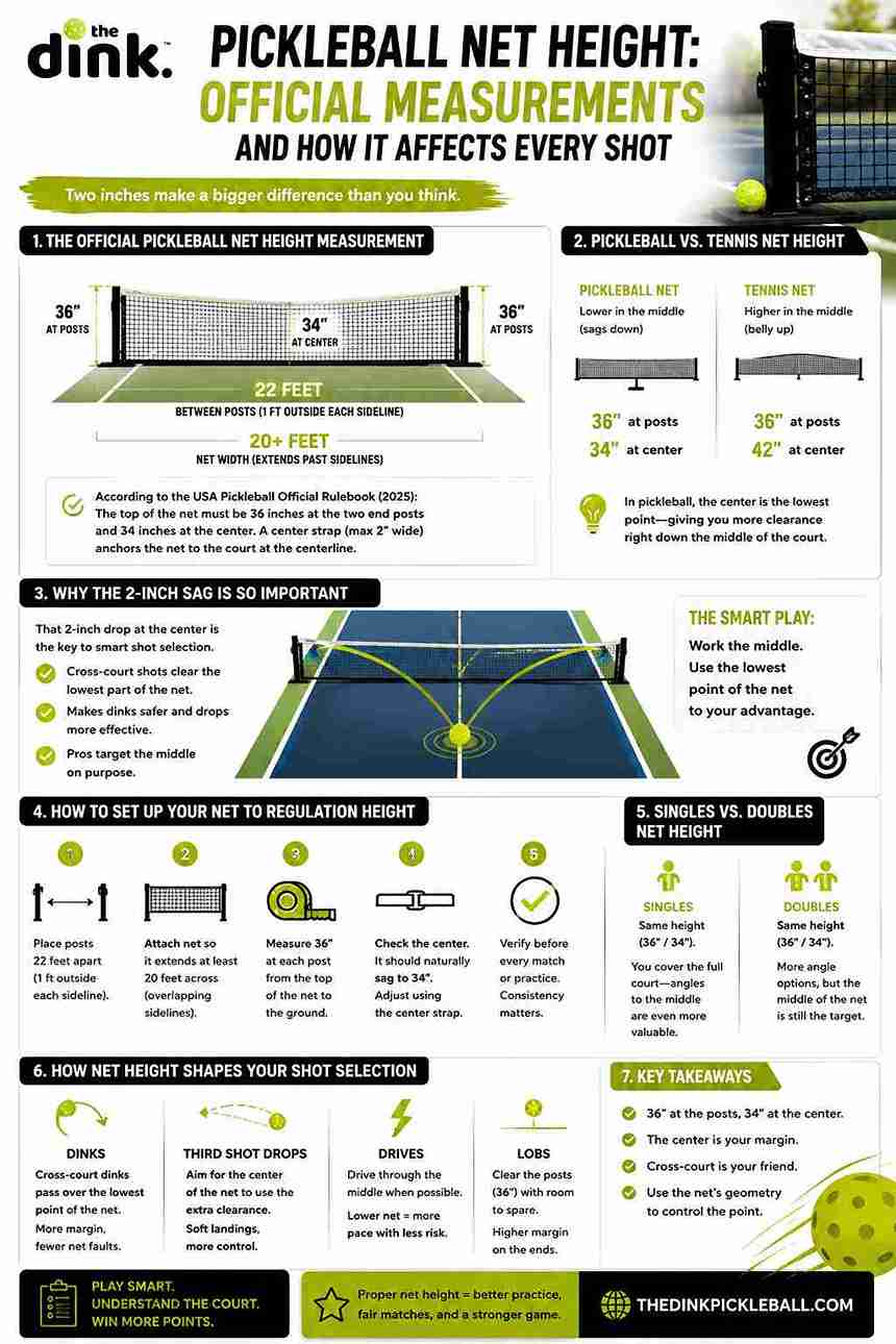 Pickleball Net Height Rules: Why 2 Inches Changes Everything