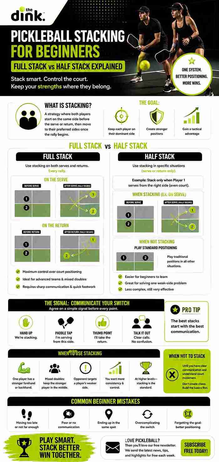 Pickleball Stacking Guide: Full vs Half Stack for Beginners