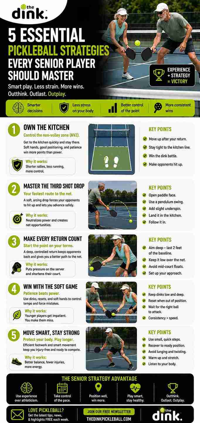 5 Senior Pickleball Strategies That Beat Younger Players