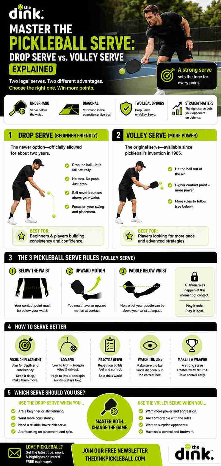 Drop Serve vs Volley Serve: Master Both Pickleball Techniques